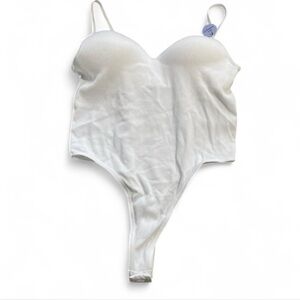 Forever 21 white ribbed tank bodysuit M/L